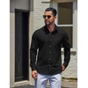 COOFANDY Mens Oxford Shirt Cotton Long Sleeve Regular-Fit Dress Shirt Wrinkle Free Casual Button Down Shirts(Black)