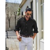 COOFANDY Mens Oxford Shirt Cotton Long Sleeve Regular-Fit Dress Shirt Wrinkle Free Casual Button Down Shirts(Black)