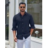 COOFANDY Mens Oxford Shirt Cotton Long Sleeve Regular-Fit Dress Shirt Wrinkle Free Casual Button Down Shirts(Navy Blue)