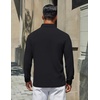 COOFANDY Mens Polo Shirts Long Sleeve Cotton Pique Casual Button Polo Tee(A-black)