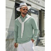 COOFANDY Mens Polo Shirts Long Sleeve Cotton Pique Casual Button Polo Tee(Ice Green)