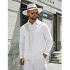 COOFANDY Mens Polo Shirts Long Sleeve Cotton Pique Casual Button Polo Tee(White)