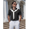 COOFANDY Mens Polo Shirts Short Sleeve Casual Knit Textured Summer Shirt(01-black)