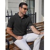 COOFANDY Mens Polo Shirts Short Sleeve Casual Knit Textured Summer Shirt(01-black)