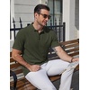 COOFANDY Mens Polo Shirts Short Sleeve Casual Knit Textured Summer Shirt(Dark Army Green)