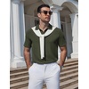 COOFANDY Mens Polo Shirts Short Sleeve Casual Knit Textured Summer Shirt(Dark Army Green)