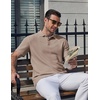 COOFANDY Mens Polo Shirts Short Sleeve Casual Knit Textured Summer Shirt(Khaki)