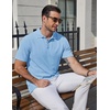 COOFANDY Mens Polo Shirts Short Sleeve Casual Knit Textured Summer Shirt(Light Blue)