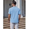 COOFANDY Mens Polo Shirts Short Sleeve Casual Knit Textured Summer Shirt(Light Blue)