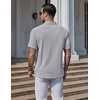 COOFANDY Mens Polo Shirts Short Sleeve Casual Knit Textured Summer Shirt(Light Grey)