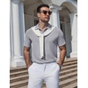 COOFANDY Mens Polo Shirts Short Sleeve Casual Knit Textured Summer Shirt(Light Grey)