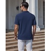 COOFANDY Mens Polo Shirts Short Sleeve Casual Knit Textured Summer Shirt(Navy Blue)