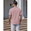COOFANDY Mens Polo Shirts Short Sleeve Casual Knit Textured Summer Shirt(Pink)