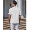 COOFANDY Mens Polo Shirts Short Sleeve Casual Knit Textured Summer Shirt(White)