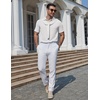 COOFANDY Mens Polo Shirts Short Sleeve Casual Knit Textured Summer Shirt(White)