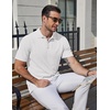 COOFANDY Mens Polo Shirts Short Sleeve Casual Knit Textured Summer Shirt(White)