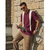 COOFANDY Mens Polo Shirts Short Sleeve Casual Knit Textured Summer Shirt(Wine Red)