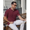 COOFANDY Mens Polo Shirts Short Sleeve Casual Knit Textured Summer Shirt(Wine Red)