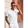COOFANDY Mens Polo Shirts Textured Knit Short Sleeve Stretch Casual Shirts(White)