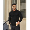 COOFANDY Men’s Quarter Button Pullover Sweater Mock Neck Thermal Fleece(Black)