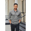 COOFANDY Men’s Quarter Button Pullover Sweater Mock Neck Thermal Fleece(Black and White)