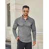 COOFANDY Men’s Quarter Button Pullover Sweater Mock Neck Thermal Fleece(Black and White)