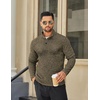 COOFANDY Men’s Quarter Button Pullover Sweater Mock Neck Thermal Fleece(Coffee)