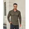 COOFANDY Men’s Quarter Button Pullover Sweater Mock Neck Thermal Fleece(Coffee)