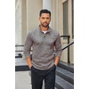 COOFANDY Men’s Quarter Button Pullover Sweater Mock Neck Thermal Fleece(Coffee and White)