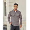 COOFANDY Men’s Quarter Button Pullover Sweater Mock Neck Thermal Fleece(Coffee and White)