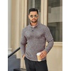 COOFANDY Men’s Quarter Button Pullover Sweater Mock Neck Thermal Fleece(Coffee and White)