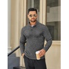 COOFANDY Men’s Quarter Button Pullover Sweater Mock Neck Thermal Fleece(Dark Grey)