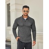 COOFANDY Men’s Quarter Button Pullover Sweater Mock Neck Thermal Fleece(Dark Grey)