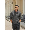 COOFANDY Men’s Quarter Button Pullover Sweater Mock Neck Thermal Fleece(Dark Grey)