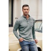 COOFANDY Men’s Quarter Button Pullover Sweater Mock Neck Thermal Fleece(Forest Green)