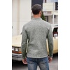 COOFANDY Men’s Quarter Button Pullover Sweater Mock Neck Thermal Fleece(Forest Green and White)