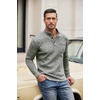 COOFANDY Men’s Quarter Button Pullover Sweater Mock Neck Thermal Fleece(Forest Green and White)