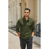 COOFANDY Men’s Quarter Button Pullover Sweater Mock Neck Thermal Fleece(Green Black Jasper)