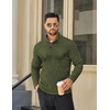 COOFANDY Men’s Quarter Button Pullover Sweater Mock Neck Thermal Fleece(Green Black Jasper)