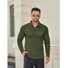 COOFANDY Men’s Quarter Button Pullover Sweater Mock Neck Thermal Fleece(Green Black Jasper)