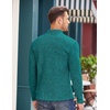 COOFANDY Men’s Quarter Button Pullover Sweater Mock Neck Thermal Fleece(Green and Black)
