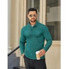 COOFANDY Men’s Quarter Button Pullover Sweater Mock Neck Thermal Fleece(Green and Black)