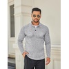 COOFANDY Men’s Quarter Button Pullover Sweater Mock Neck Thermal Fleece(Grey)