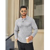 COOFANDY Men’s Quarter Button Pullover Sweater Mock Neck Thermal Fleece(Grey)