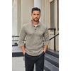 COOFANDY Men’s Quarter Button Pullover Sweater Mock Neck Thermal Fleece(Khaki)