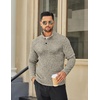 COOFANDY Men’s Quarter Button Pullover Sweater Mock Neck Thermal Fleece(Khaki)