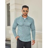 COOFANDY Men’s Quarter Button Pullover Sweater Mock Neck Thermal Fleece(Light Green and White)