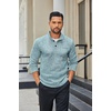 COOFANDY Men’s Quarter Button Pullover Sweater Mock Neck Thermal Fleece(Light Green and White)