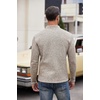 COOFANDY Men’s Quarter Button Pullover Sweater Mock Neck Thermal Fleece(Light Khaki)