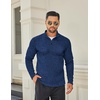 COOFANDY Men’s Quarter Button Pullover Sweater Mock Neck Thermal Fleece(Navy Blue)